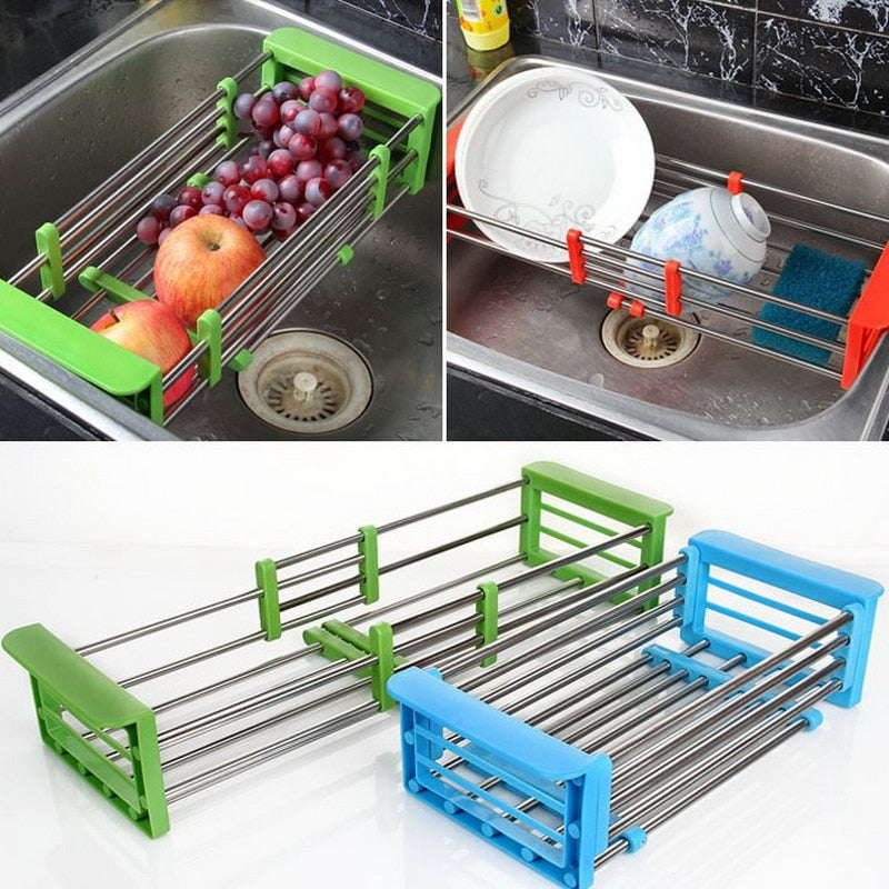 Stainless Steel Adjustable Telescopic Kitchen Over Sink Dish