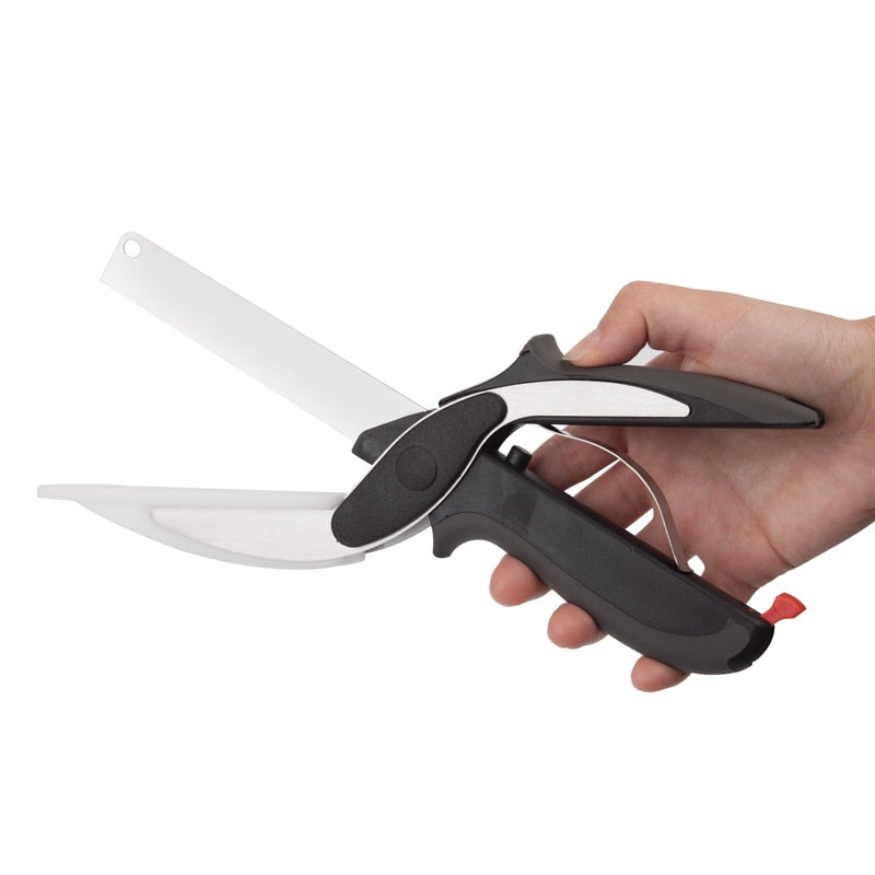 2 In 1 Multi-Function Kitchen Scissors Cutter Knife & Board