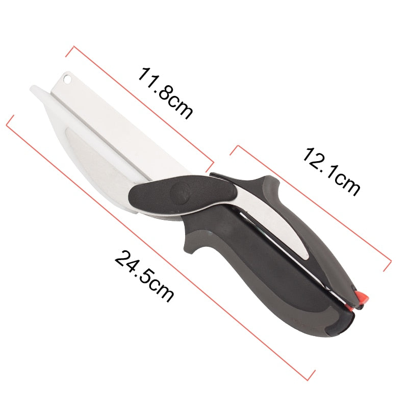 2 In 1 Multi-Function Kitchen Scissors Cutter Knife & Board