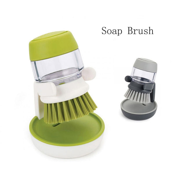 1PCS Palm Scrub Dish Brush with Washing Up Liquid Soap