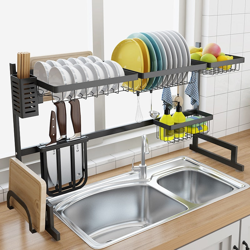 Stainless Steel Sink Drain Rack Kitchen Shelf Two-story Floor Sink Sink Rack Dish Rack Kitchen Rack